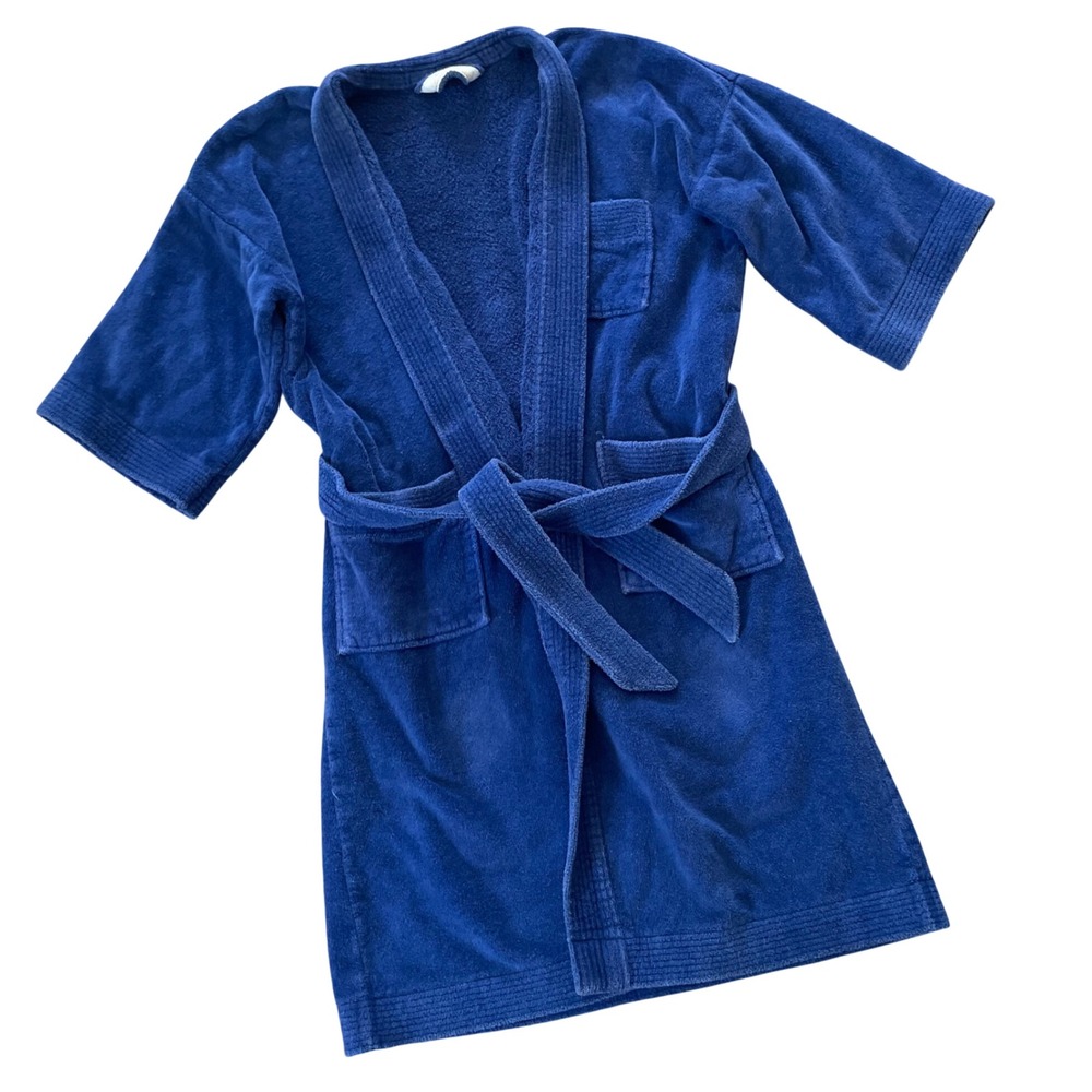 Vintage Bath Robe Terry Cloth Royal‎ Blue Fieldcrest 100% cotton USA Heavyweight